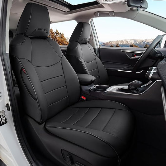 Custom Fit RAV4 Seat Cover for Toyota RAV4 2019 2020 2021 2022 2023 2024 2025 LE,XLE,Limited,XLE Premium,Faux Leather,2-Row Full Set,(Black)
