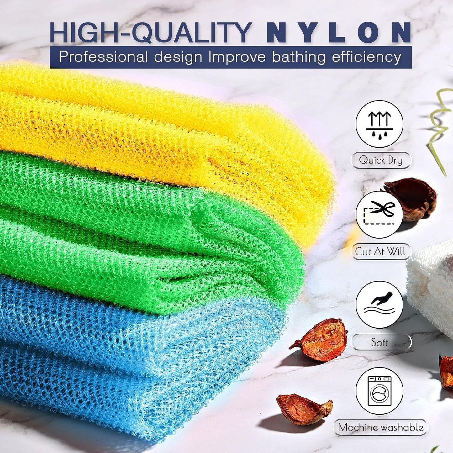 Exfoliating African Bath Sponge | Long Net Body Scrubber | Green