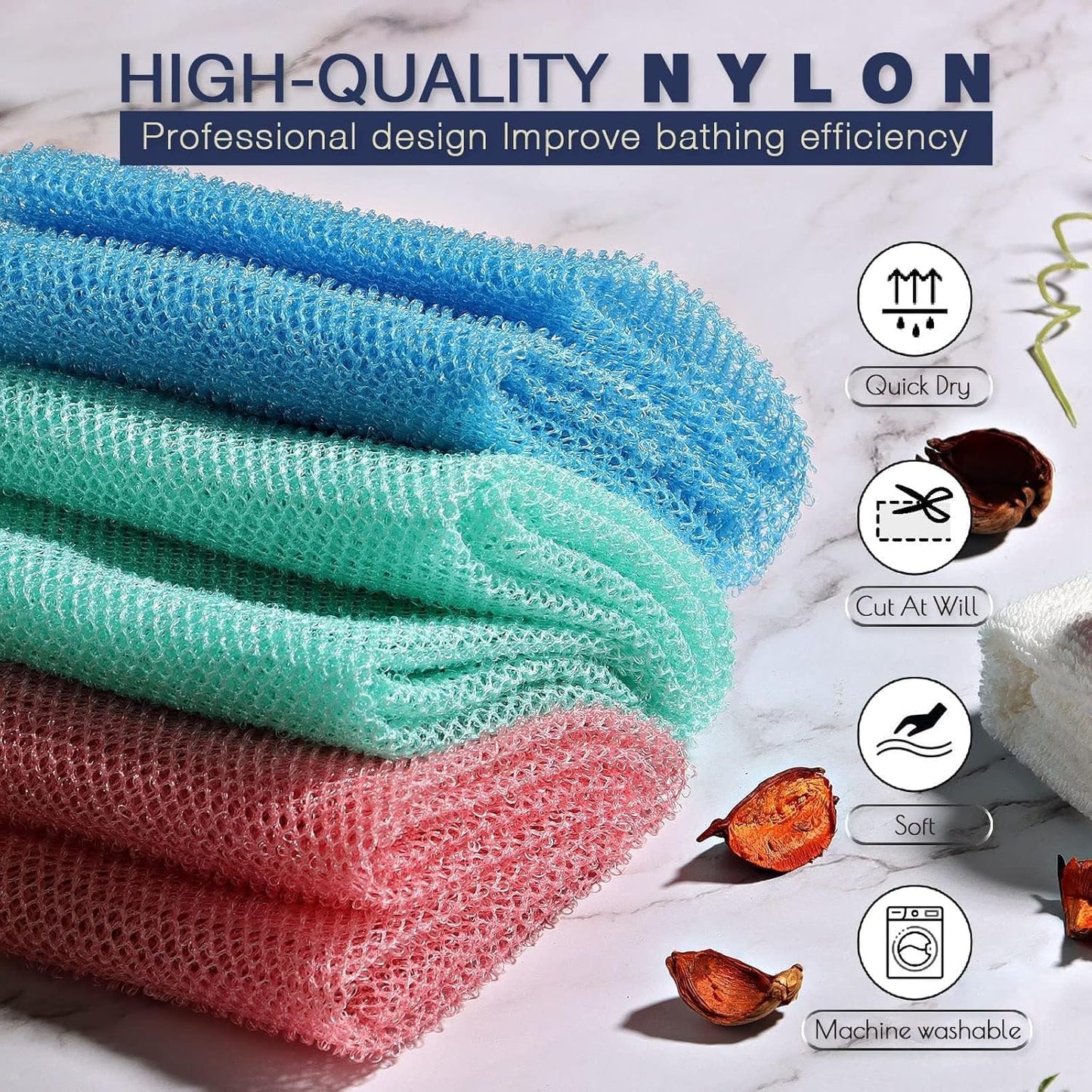 Exfoliating African Bath Sponge Set – 6 Colorful Net Scrubbers for Daily Use
