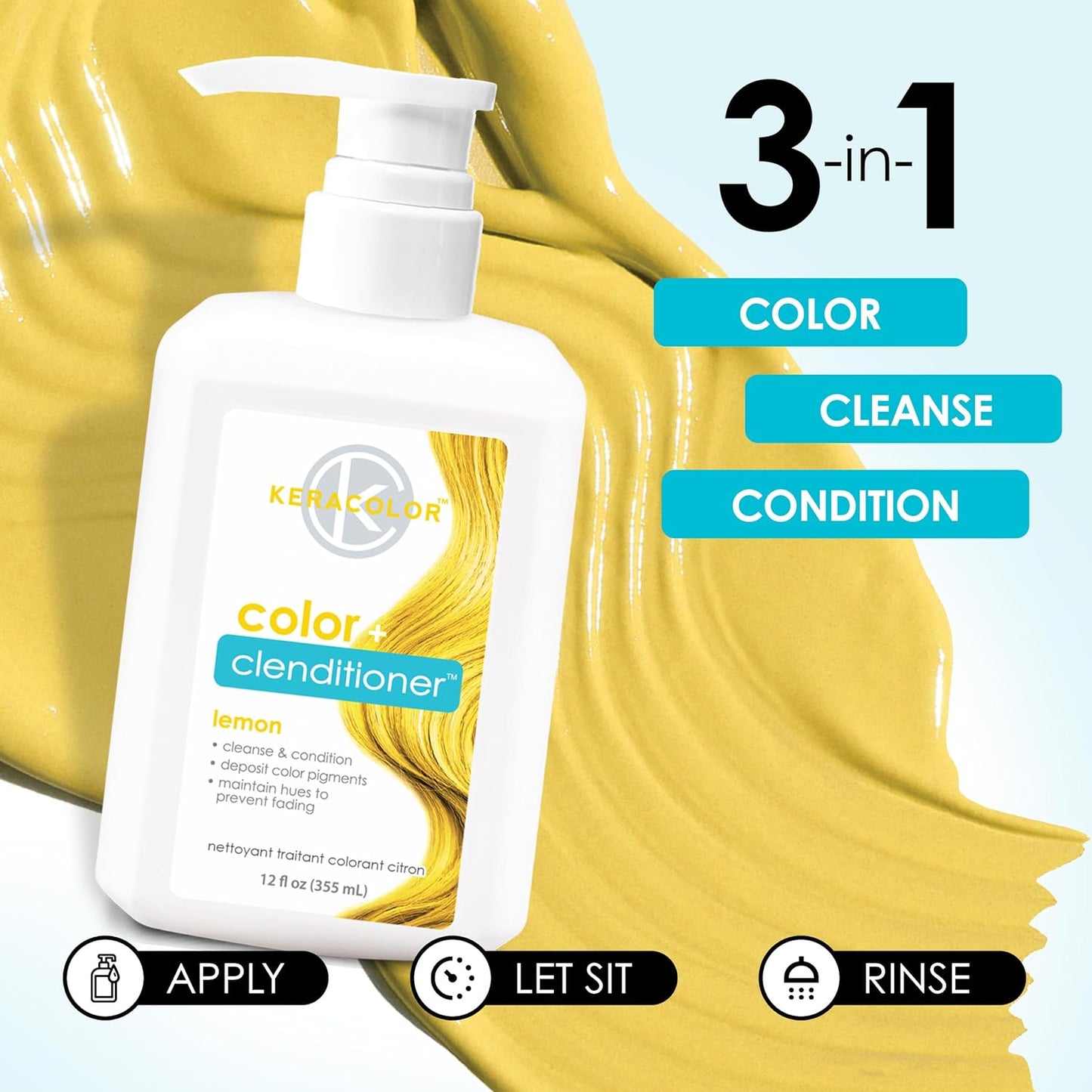 Keracolor 3-In-1 Color-Depositing Conditioner | Gently Cleanses & Conditions | 12 Fl Oz