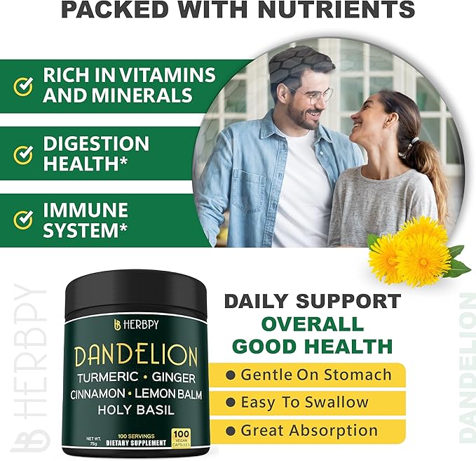 Bundle 7in1 Berberine HCl & 6in1 Dandelion Supplement - Support Immune, Digestion and Heart Health