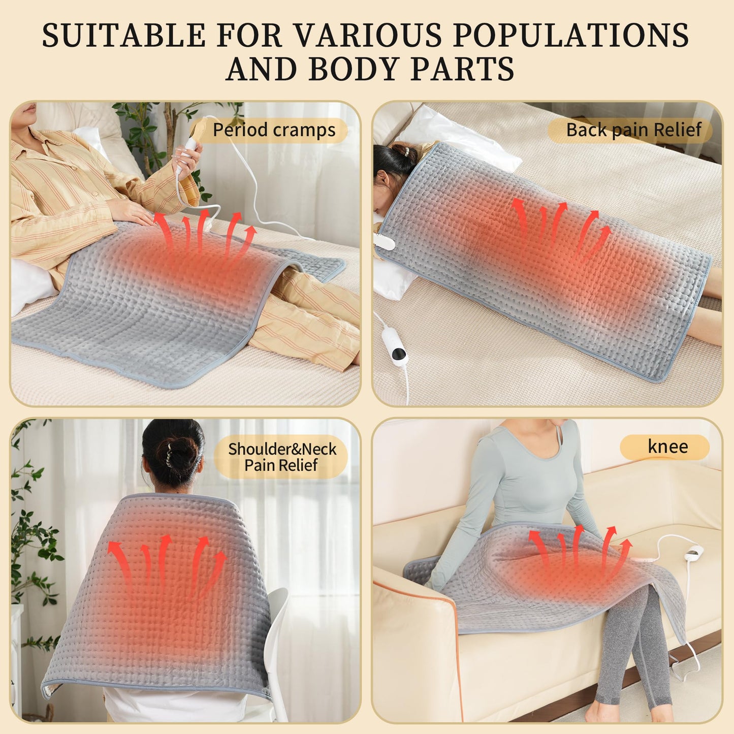 Large Heating Pad,TOPSOSO 20"x40" Extra Large Heating Pad for Back Pain Relief Electric Heating for Period Cramps Shoulders Pain Relief Moist/Dry Heat 10 Heat Setting Auto Shut Off Gift for Women Men