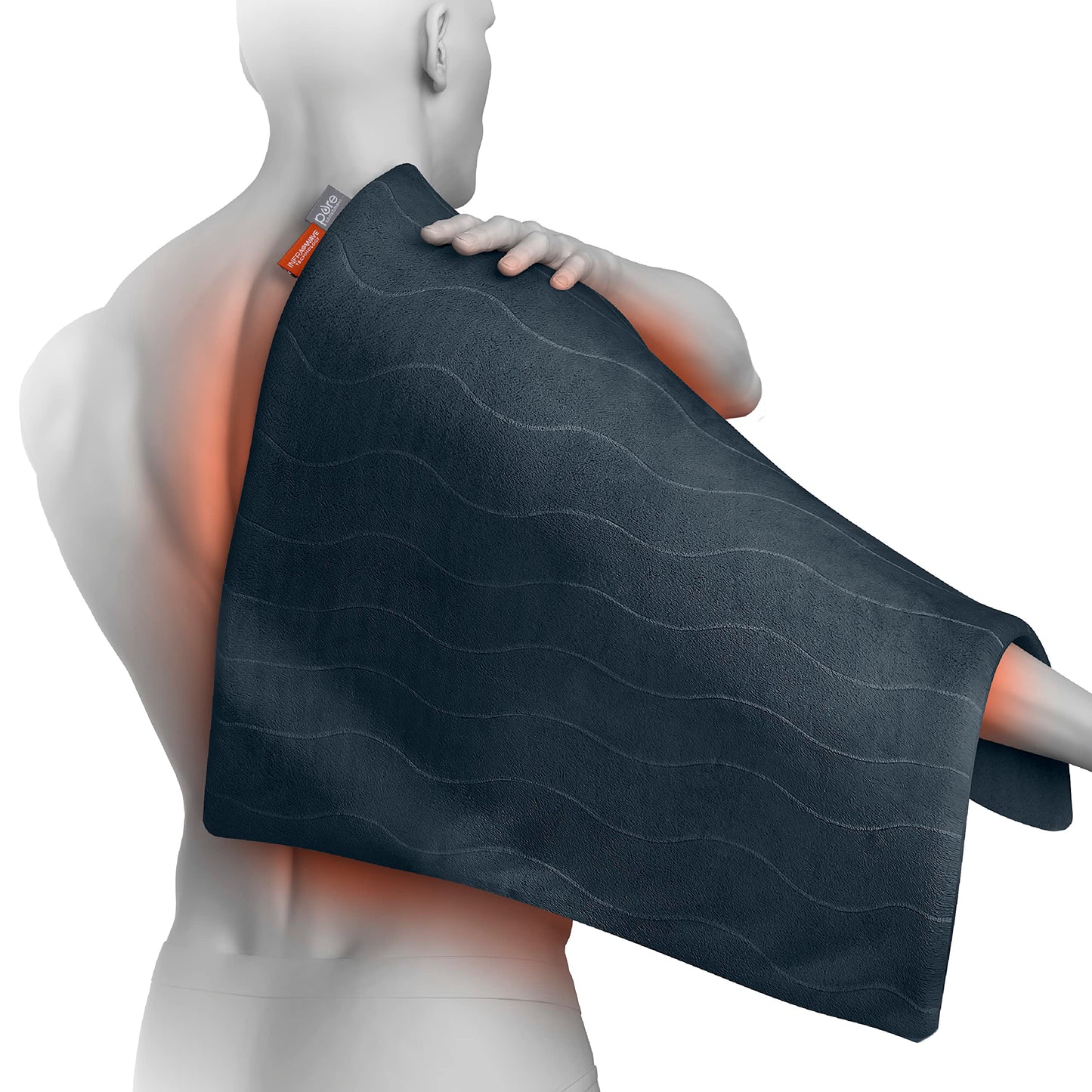 Pure Enrichment PureRelief Pro Far Infrared XL Heating Pad - Muscle Relief for Back, Neck, Shoulder, & Knee Pain in Athletes, 4 Heat Settings, Dry/Moist Heat, 12” x 24” Extra-Long Size (Iron Gray)
