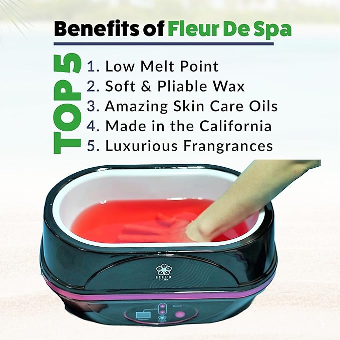 Paraffin Wax refill by Fleur De Spa - Infused with Acai, Coconut oil, Jojoba and Aloe USA Made (Rosemary, Mint & Eucalyptus, 1 pound)