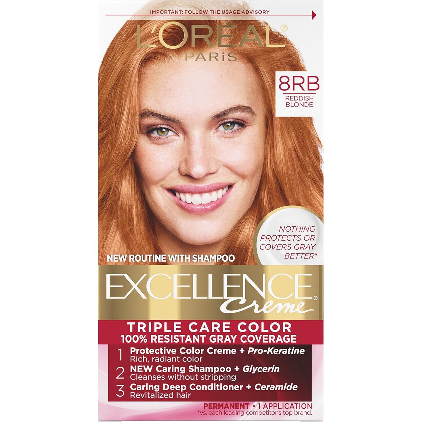L'Oreal Paris Excellence 8G Medium Golden Blonde Hair Color | Gray Coverage, 8 Weeks