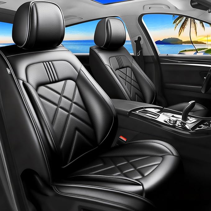 CX-70 Car Seat Covers Custom Fit for Mazda CX-70 2025-2026, Full Coverage Premium Leather Waterproof Breathable Seat Covers, Automotive Seat Protectors, Airbag Compatible(Full Set Seats, Black)