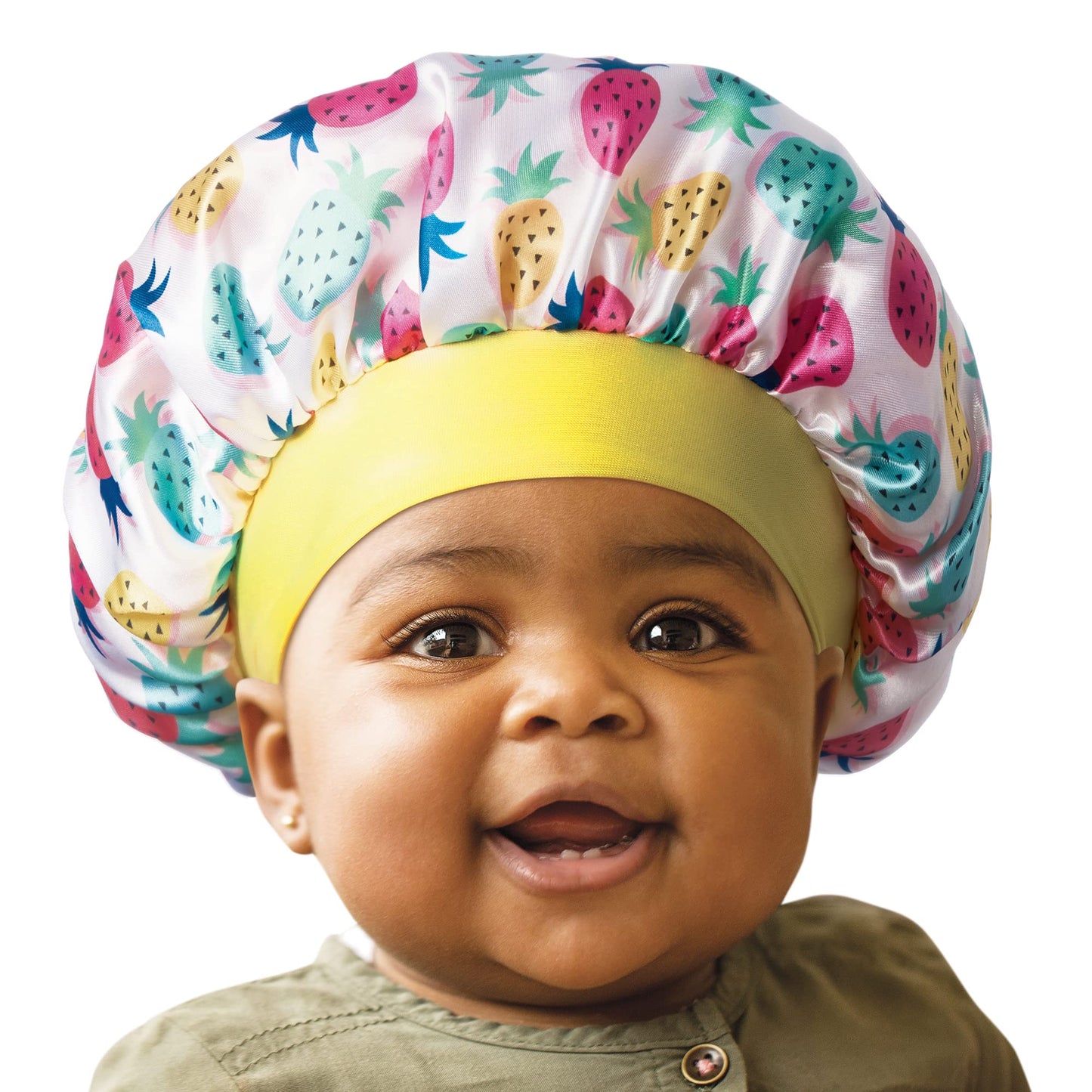 Red By Kiss Baby Satin Bonnet Sleep Caps Hair Wraps Hair Bonnet (Multi Pineapple)