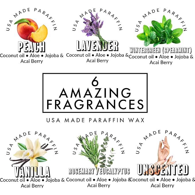 Paraffin Wax refill by Fleur De Spa - Infused with Acai, Coconut oil, Jojoba and Aloe USA Made (Rosemary, Mint & Eucalyptus, 1 pound)