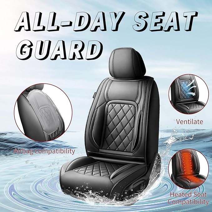 Fit HRV Car Seat Covers Compatible with Honda HRV 2016-2025 2026, Premium Leather Breathable, Wear Resistant, Airbag Compatible, All-Weather Protection & Full Coverage, Full Set Black