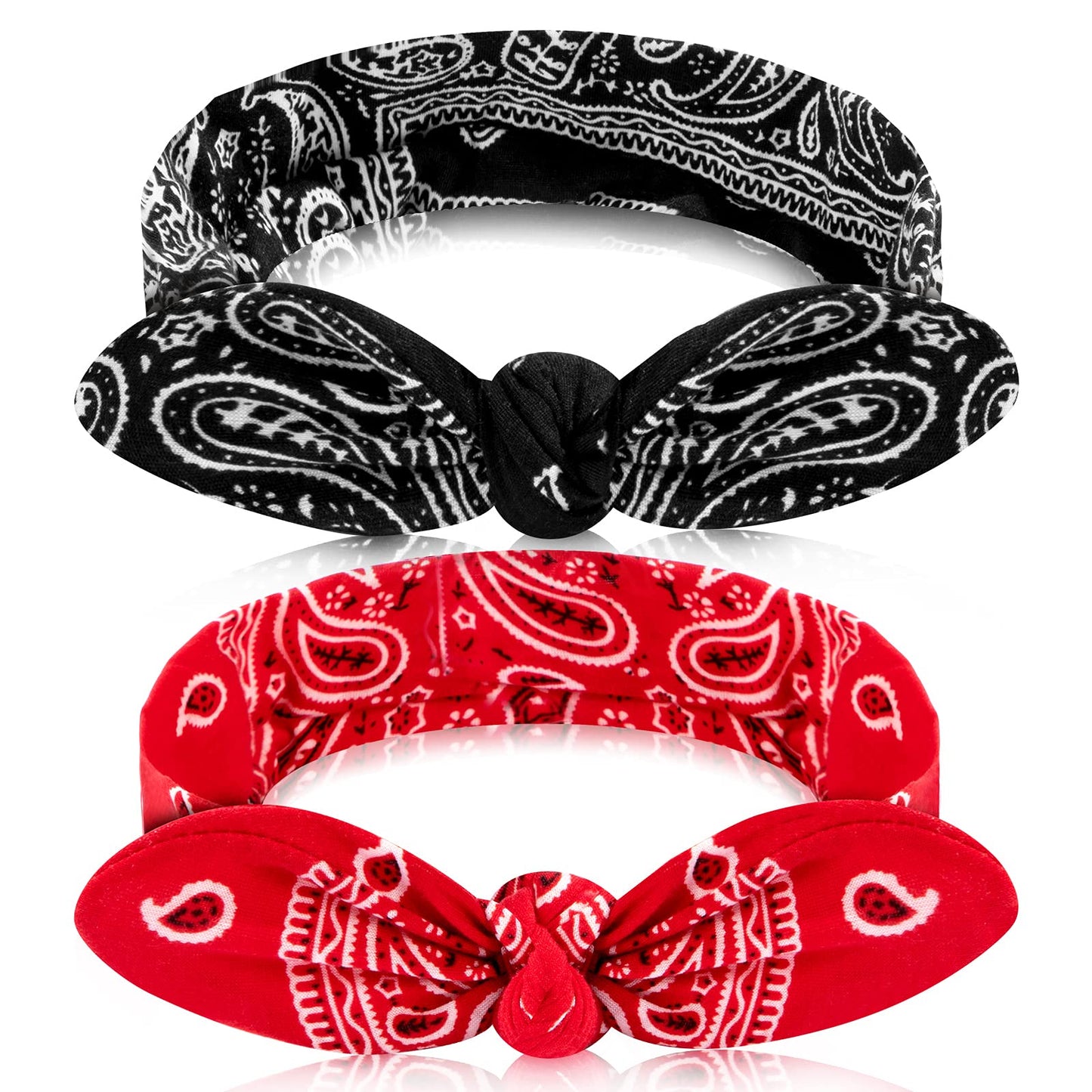 Hicarer 2 Pcs Head Scarf For Women Retro 1940S Head Scarf Halloween Dress Up Bandana Headbands Vintage Rabbit Ear Hairband Girl