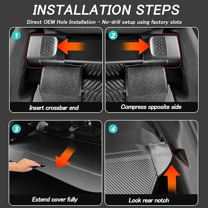 Cargo Cover for Hyundai Tucson 2026 2025-2022 Accessories Retractable Trunk Cover Security Shielding Shade Cargo Luggage Cover Trunk Privacy Protection (Carbon Fiber Texture)
