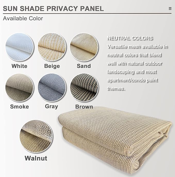 Sun Shade Privacy Panel with Grommets on 4 Sides for Patio, Awning, Window Cover, Pergola or Gazebo (Walnut, 10' x 8')
