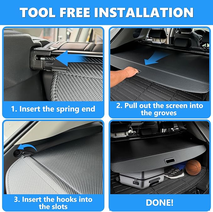 MIALUTY® Cargo Cover for 2024 2025 2026 Hyundai Santa Fe Retractable Trunk Cover Santa Fe Accessories Anti-Peeping Anti-Theft Privacy Screen,Trunk Luggage Shield Shade Carbon Fiber Texture