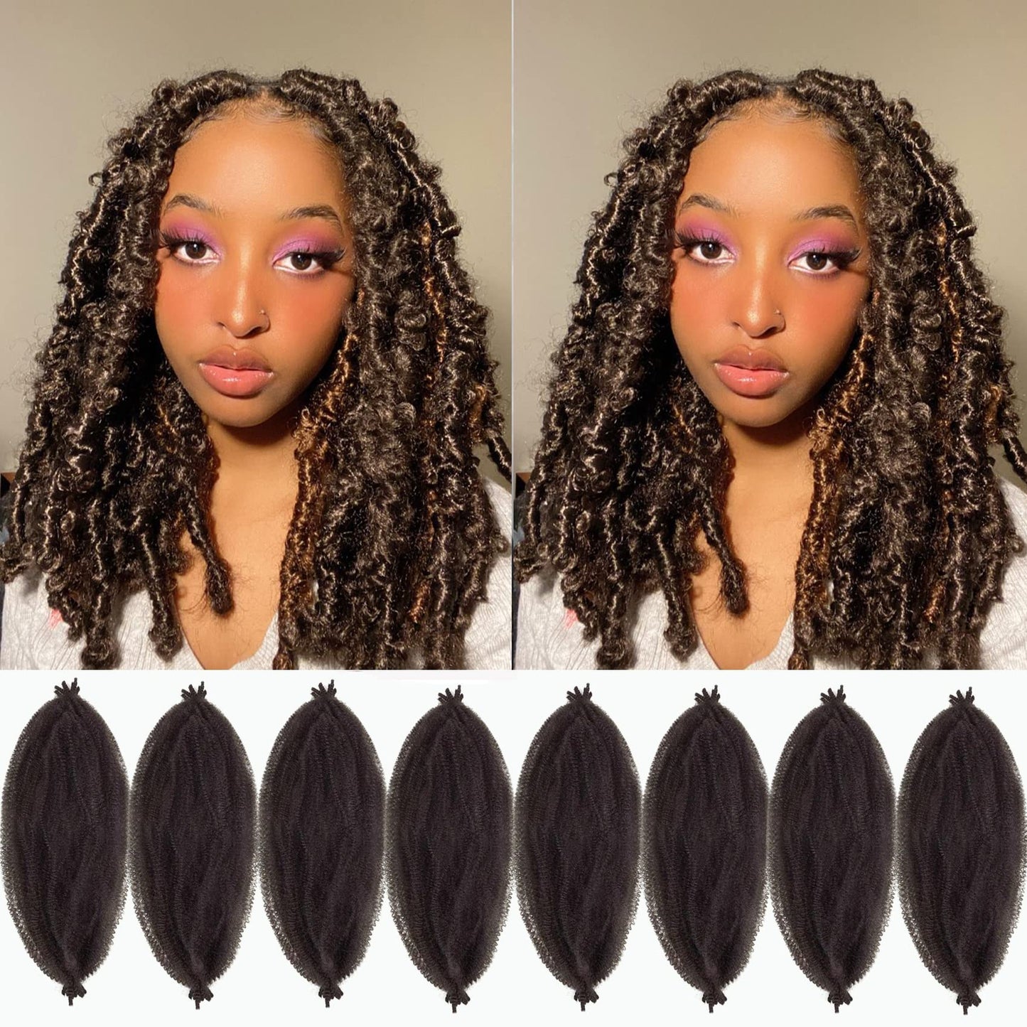 12 Inch Wrapping Hair For Soft Locs 8 Packs Pre-Separated Springy Afro Twist Hair,Marley Hair For Soft Locs Kinky Afro Twist Cro