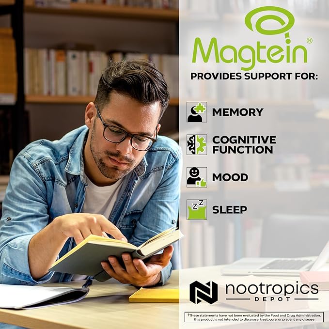 Nootropics Depot Magtein Magnesium L-Threonate Capsules | 540 Count | Mineral Supplement | Natural | Supports Mitochondrial Function | Boosts Energy and Cognitive Function