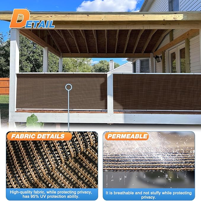TANG Sun Shade Fabric Roll 8'x38' Shade Cloth for Garden Brown HDPE Mesh Shading Pergola Cover Replacement Canopy, 95% Blockage Sunshades for Outdoor Patio Backyard Plant
