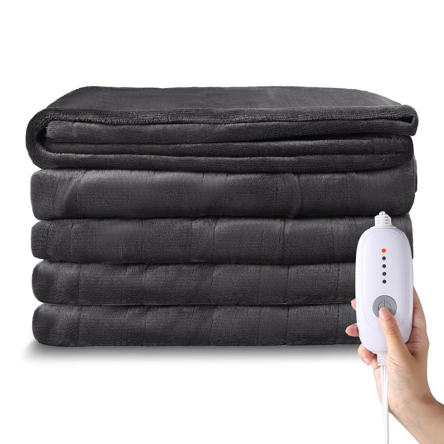 Heated Blanket Electric Blanket Full Size 72''x84'', Soft Flannel Heating Blanket with 1-10 Hour Auto Off - 6 Heat Settings - Machine Washable - Dark Grey