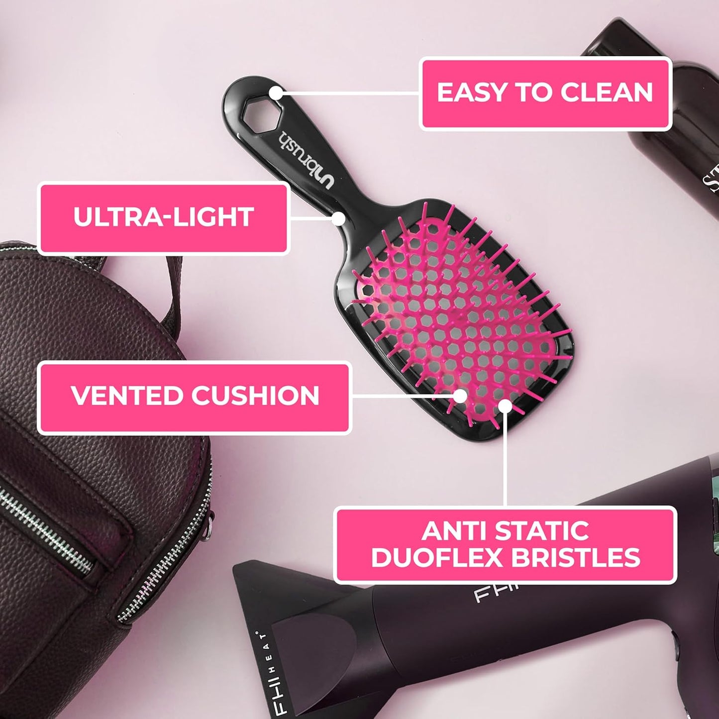 FHI Heat UNbrush Detangling Brush | Pain-Free for All Hair Types | Lightweight & Durable
