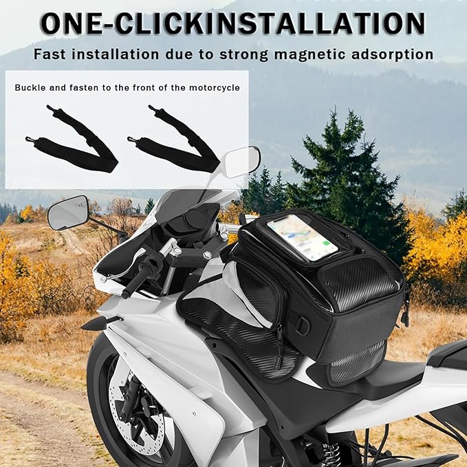 Motorcycle Tank Bag for Honda CBR300R CBR500R CBR650R, Oxford Magnetic Motorbike Bag Water-Resistant Motorcycle Gas Tank Bag with Magnets and Straps for Touring,B/Magnetic