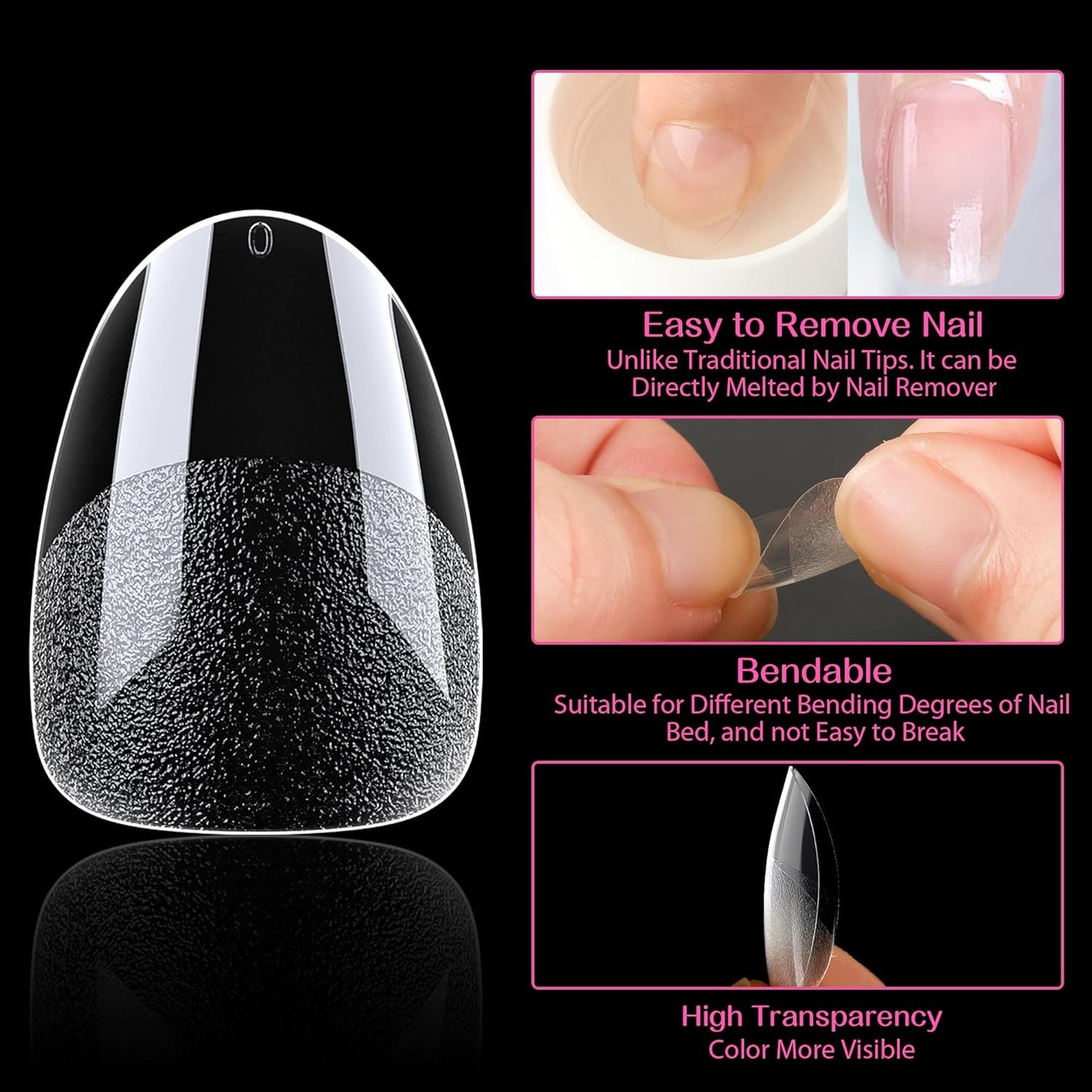 UNA GELLA Square Toe Nail Tips | 504 Pcs Soft Gel Full Cover | DIY Pedicure