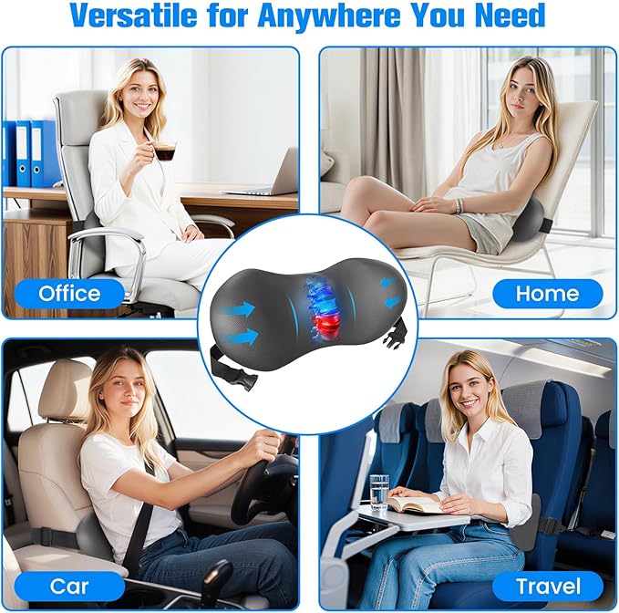 Lumbar Support Pillow for Office Chair - Memory Foam Lumbar Pillow with Detachable Strap & Breathable Cover, Ergonomic Back Support for Office Chair, Car, Bed Rest (Grey)