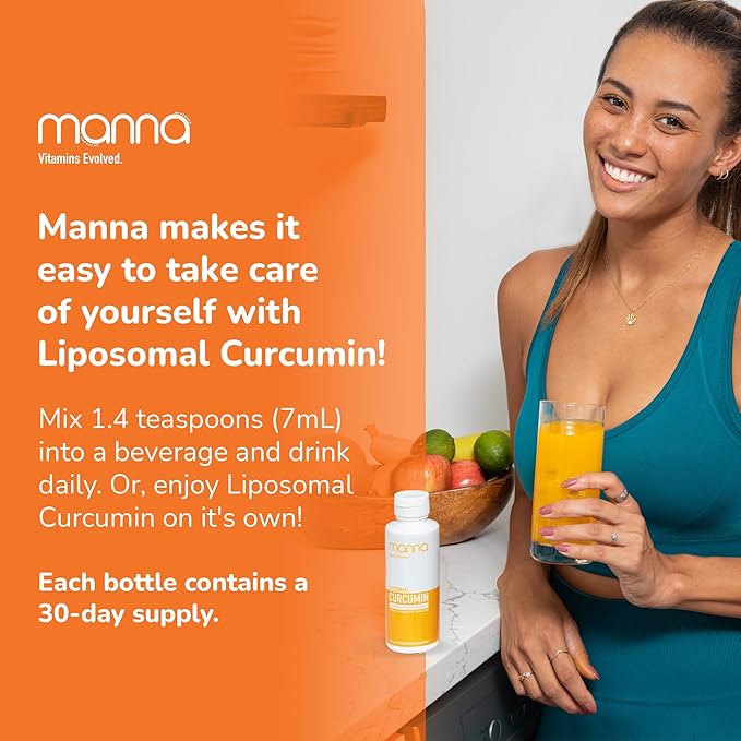 Manna Vitamins Evolved Liposomal Liquid Curcumin for Advanced Absorption Best Turmeric Supplement for a Healthy Life (3 Pack)