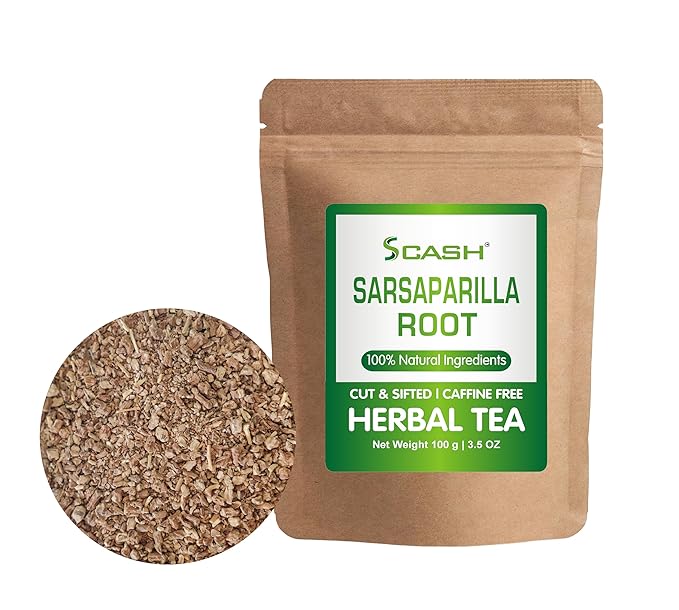 Scash 3.5 Ounce Sarsaparilla Root Organicly Grwon Herbal Loose Tea Crafted By Nature 100% All Natural Fresh Tea Tea | Non-GMO | Gluten-free. 100gm