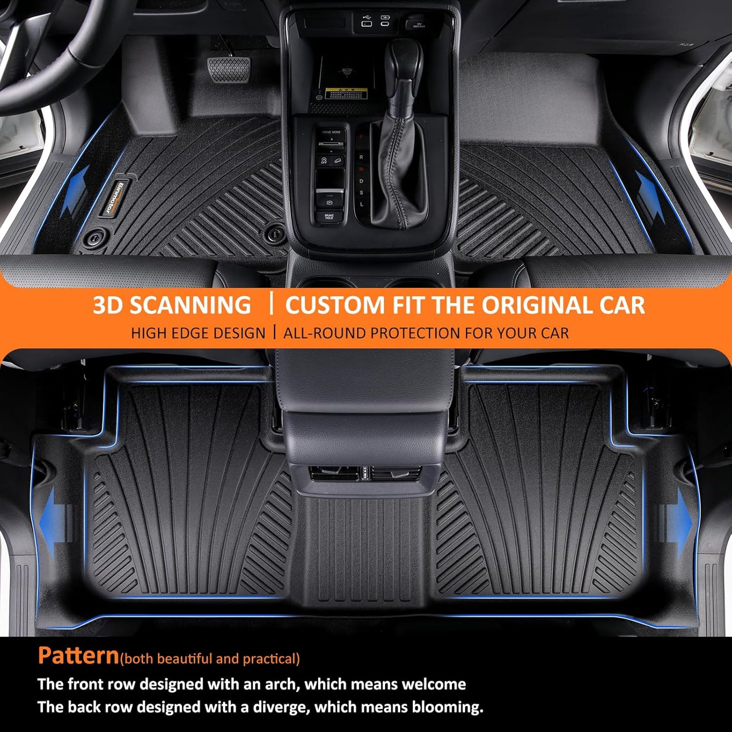 Binmotor-Floor Mats & Cargo Liner Custom for Genesis GV80 5-Seater 2021-2025, 1st & 2nd Row & Cargo Mat Full Set, Heavy Duty Car Floor Liners for Genesis GV80 Accessories