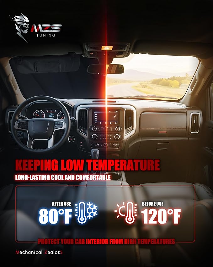 MZS Windshield Sun Shade Compatible with CX-5 2017-2026, Foldable CX5 Front Window Sunshade with Storage Pouch, Car Sun Visor Shield for Interior Protector