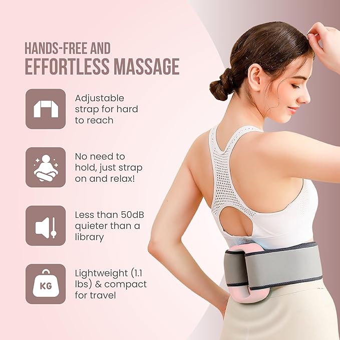 Deep Tissue Massage Gun Portable – Mini Massage Gun with Hands-Free Strap – Handheld Massager for Athletes, Travel, Full-Body Pain Relief – 5 Speed Levels and Quiet Percussion