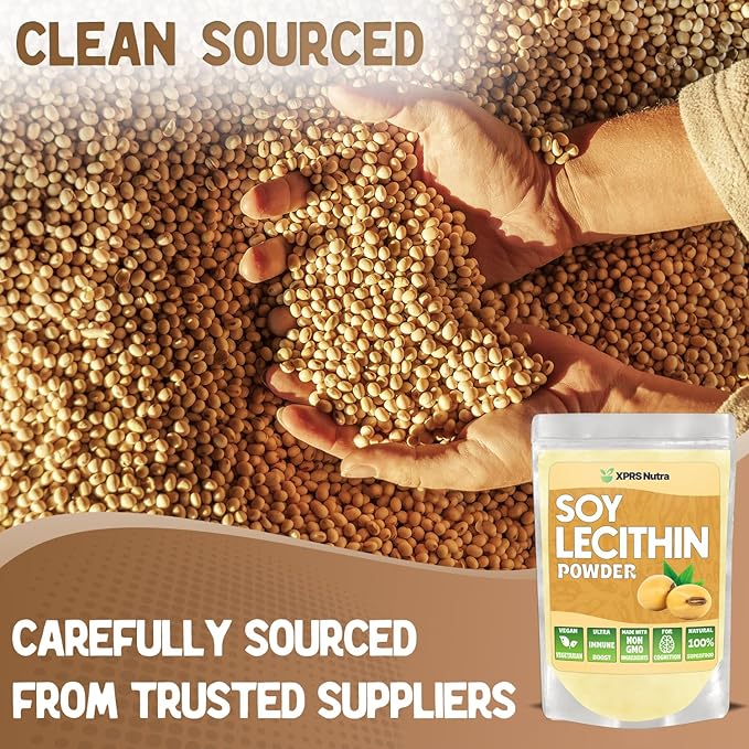 XPRS Nutra Soy Lecithin Powder Food Grade Fat Emulsifier - Suitable for Cooking, Baking and More - Vegan Friendly Soy Lecithin Powder Cooking Aid (16 Ounce)