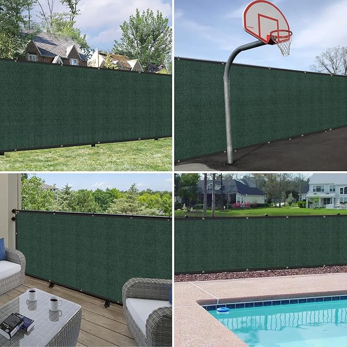 Windscreen4less Privacy Fence Screen Heavy Duty Windscreen Fencing Mesh Fabric Shade Net Cover with Brass Grommtes for Outdoor Wall Garden Yard Pool Deck, 8'x19' Green