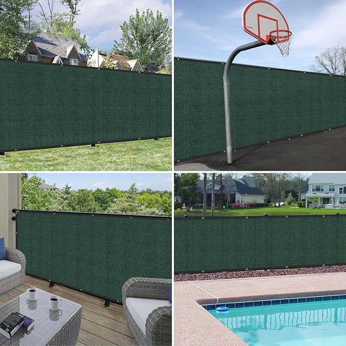 Windscreen4less Privacy Fence Screen Heavy Duty Windscreen Fencing Mesh Fabric Shade Net Cover with Brass Grommtes for Outdoor Wall Garden Yard Pool Deck, 8'x84' Green