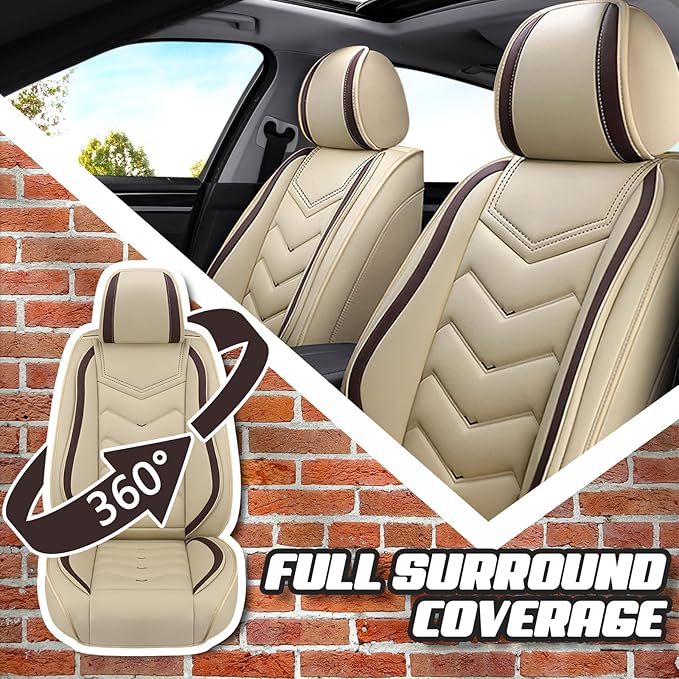 Car Seat Covers for Mercedes-Benz S-Class 2005-2026, Premium Nappa Leather Car Seat Cover, Stylish Sport Seat Covers， Automobile Seat Cover Sets.(Standard 2 Seats/Beige)