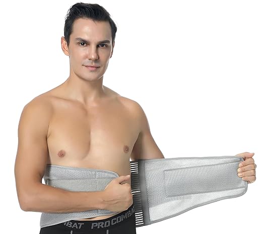 NeoTech Care Adjustable Compression Back Brace Lumbar Support Belt, Grey, Size S