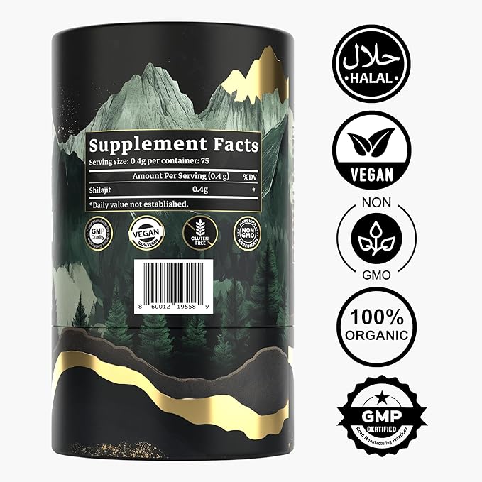 Pure Himalayan Shilajit Resin - 75% Fulvic Acid, 85+ Trace Minerals, Supports Vitality & Stamina - Includes Steel Spoon, 30g, Lab Tested for Purity