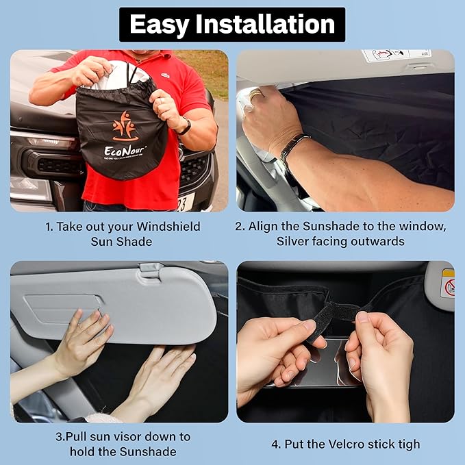 Econour Windshield Sunshade for Alfa Romeo 4C 2015-2018, 2019, 2020 Sun Visor for Front Window Sun Shade Cover, UV Blocker & Protector, Car Accessories