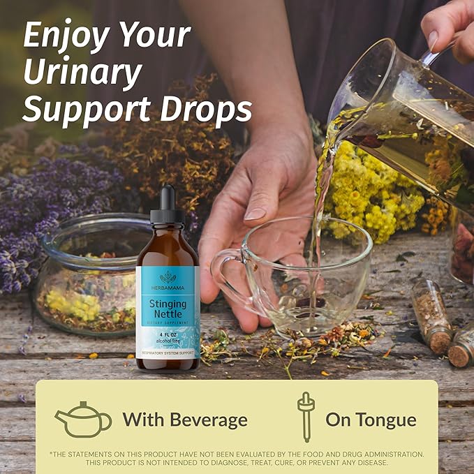 HERBAMAMA Herbal Liquid Drops Kit - Bundle of Lomatium Root and Stinging Nettle Tincture 4 fl oz - Vegan, Non-GMO, Sugar & Alcohol-Free - 2 Pack