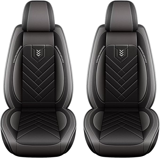 AOMSAZTO Car Seat Covers Front Set Fit for BMW X3 2011-2017 Faux Leather Waterproof Seat Covers Automotive Seat Cushion Protector(2 Seats, Black&Grey)