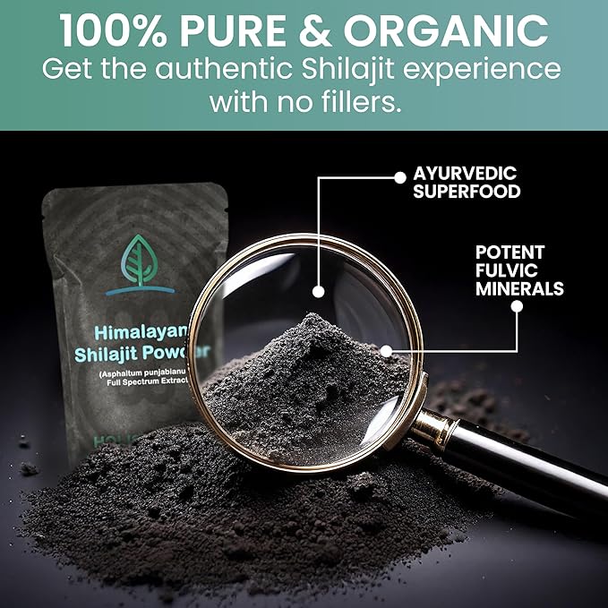 Holistic Bin Raw Himalayan Shilajit Powder - Shilajit Extract (Asphaltum Punjabianum) - No Fillers, Rich in Fulvic Acid & Trace Minerals - Premium Supplement for Energy & Wellness - 25 Servings