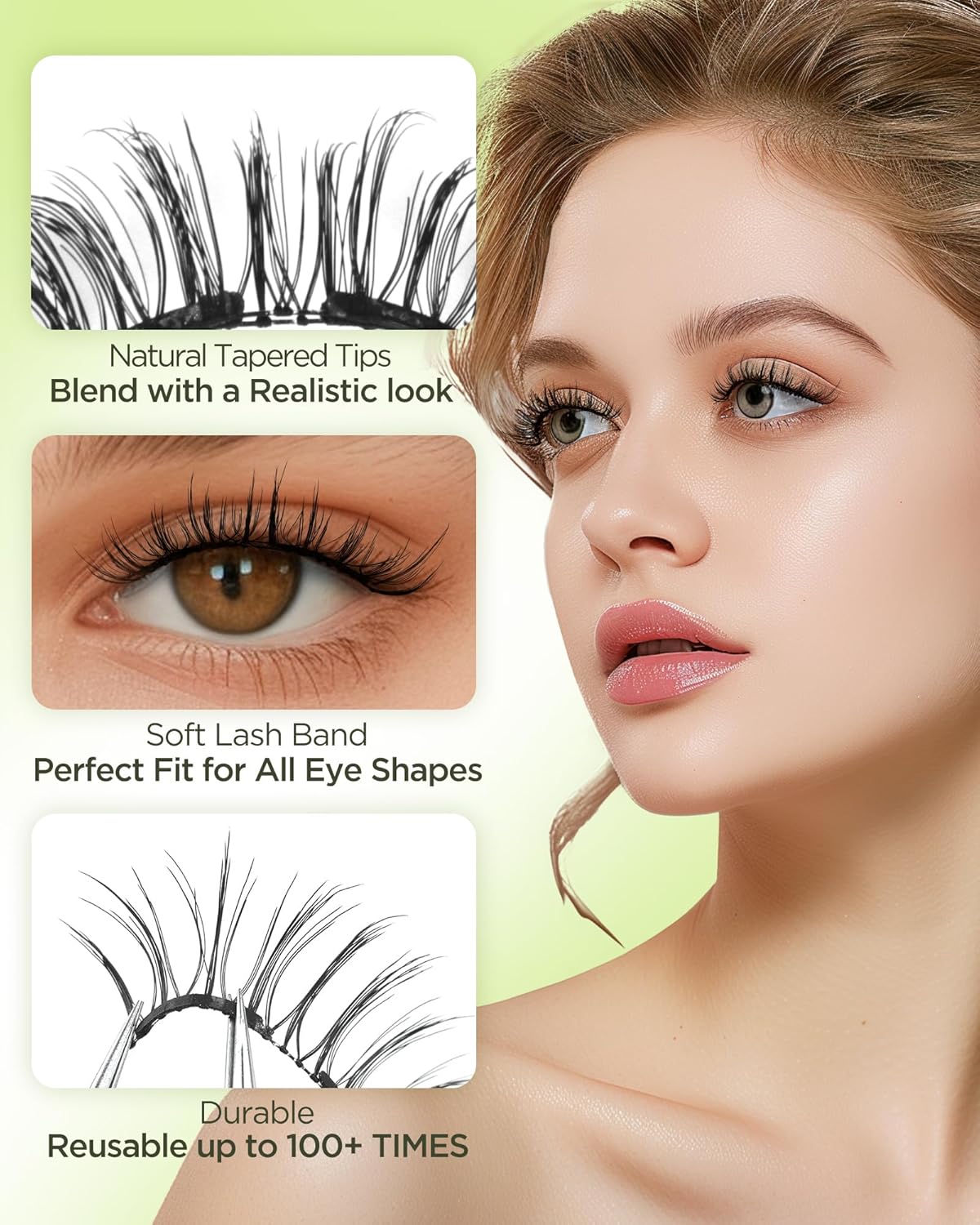 BEYELIAN Magnetic Eyelashes with Applicator Kit, Reusable Natural Look False Lashes, No Glue Needed Soft Magnetic Lashes for Eye MAC-14 (Lightweight & Comfortable)