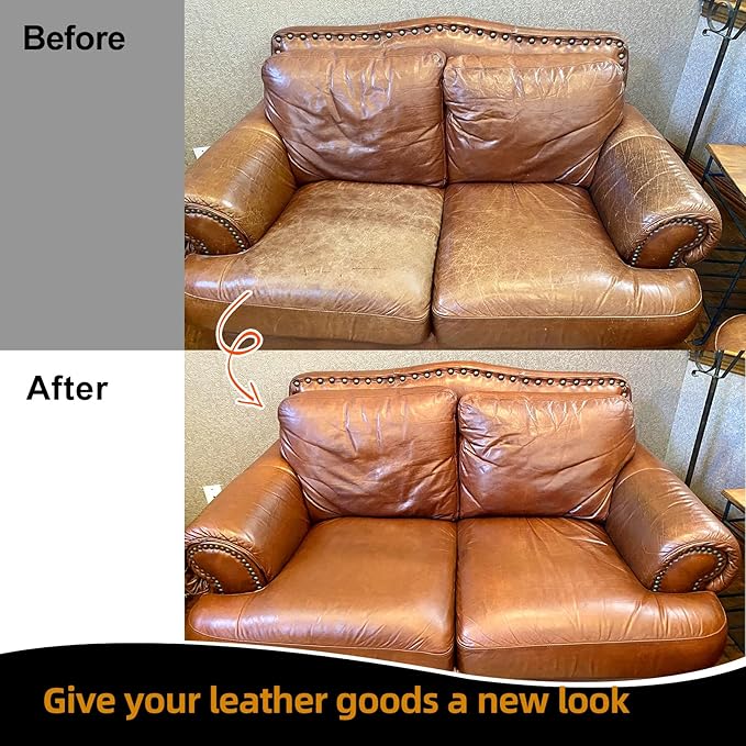 Leather Recoloring Balm, Leather Color Restorer, Leather Restorer for Couches, Leather Scratch Remover, Leather Scratch Repair, Leather Repair Kit for Furniture, Leather Dye (Beige)