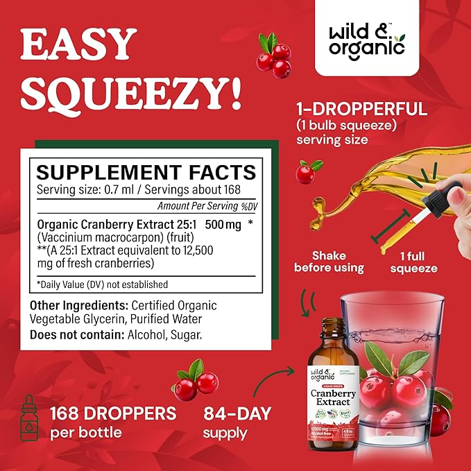 Wild & Organic Cranberry Extract Tincture 4 fl oz & Cryptolepis Root Tincture 4 fl oz