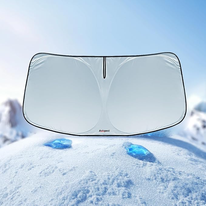 Windshield Sun Shade for Jeep Grand Cherokee 2011-2026 – Custom Fit Sun Shield with Mirror Cut‑Out, Blocks Heat & UV, Foldable with Storage Pouch - Jeep Grand Cherokee Windshield Sunshade