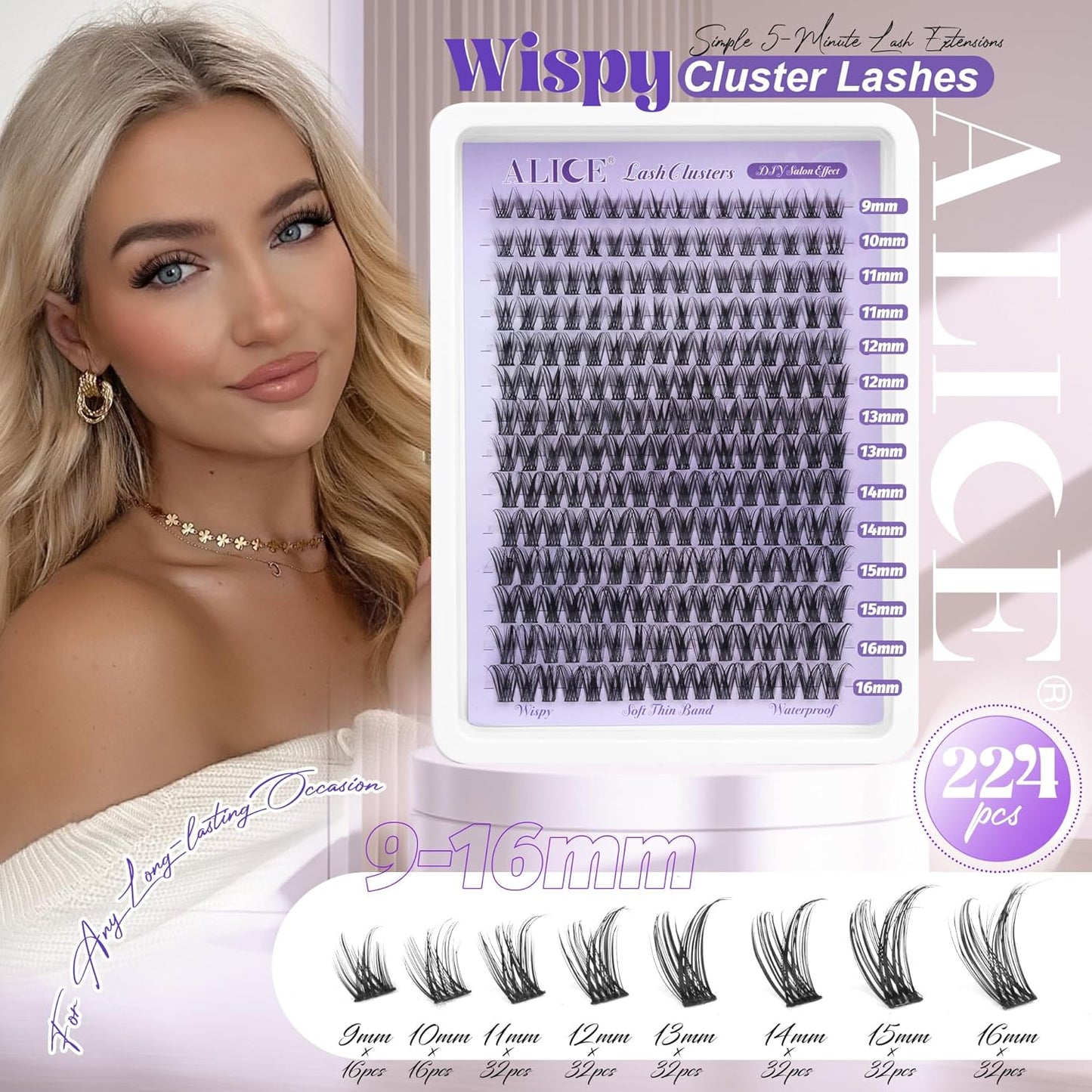 Natural Wispy Lash Extension Kit | 140pcs Clear Band Cluster Lashes for DIY