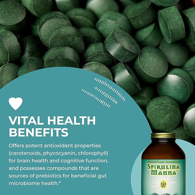 HealthForce SuperFoods Spirulina Manna - Capsules - 450 Vegan Capsules