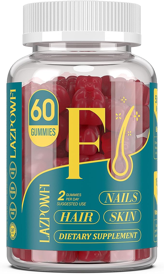 Biotin Gummies for Hair, Skin and Nails - Hair Vitamins for Men & Women, 10,000mcg Max Strength Vitamin B7 for Hair Growth and Stronger Nails,60 Counts - Cranberry Falvor-73