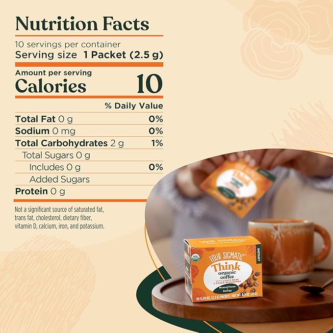 Four Sigmatic Mushroom Mix Coffee Lion's Mane | Think | Pack of 3 (30 Packets Total)
