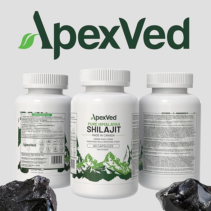 Pure Himalayan Shilajit – 60 Capsules | Health Canada Approved | Energy, Stamina & Mental Clarity | Vegan & Lab-Tested