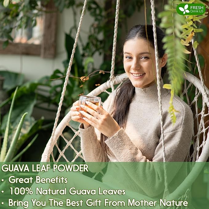 FreshDrinkUS Herbal Tea, Soursop Leaves, Bay Leaves, Guava Leaves, Banaba Leaves, Mango Leaves, Organic, Non GMO, Sugar Free, Gluten Free (1.1oz Guava Powder)